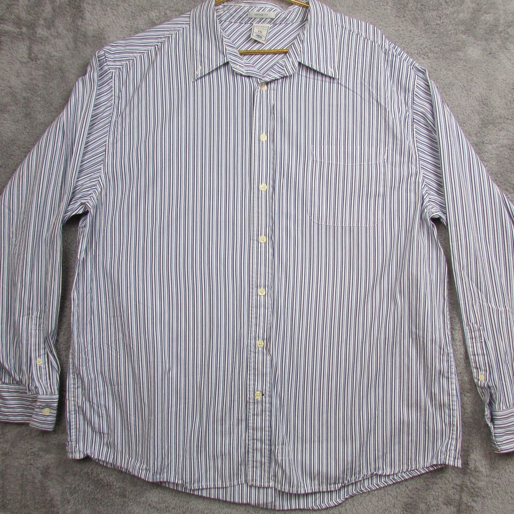 Old Navy Shirt Mens 2XL Blue Stripe‎ Long Sleeve Button Front Vintage Fit Casual